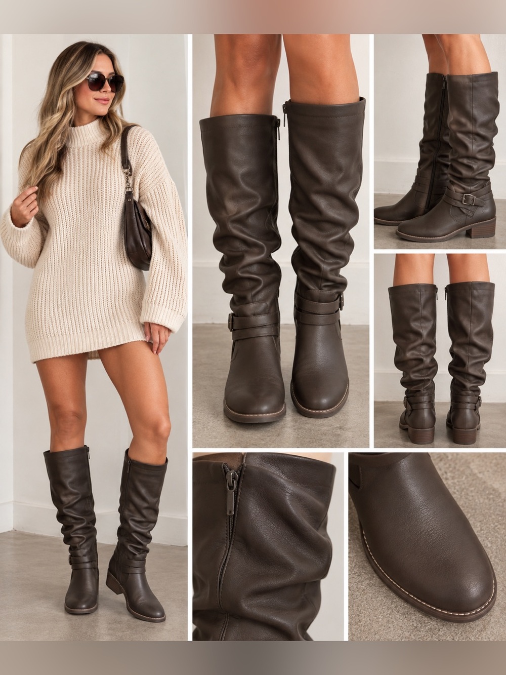 White Mountain Brown Slouch Knee high Boots